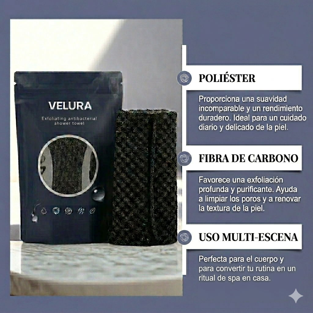 TOALLA EXFOLIANTE ANTIBACTERIANA VELURA